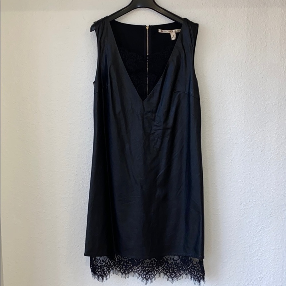 Size small Leather mini dress with lace